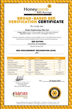 Zonke Engineering BBBEE Certification